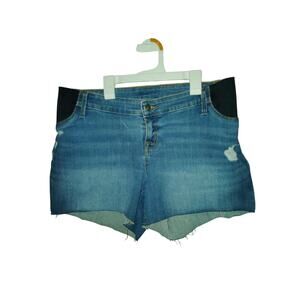 Isabel & Ingrid Under Belly Destruction Midi Maternity Jean Shorts -Size 12
